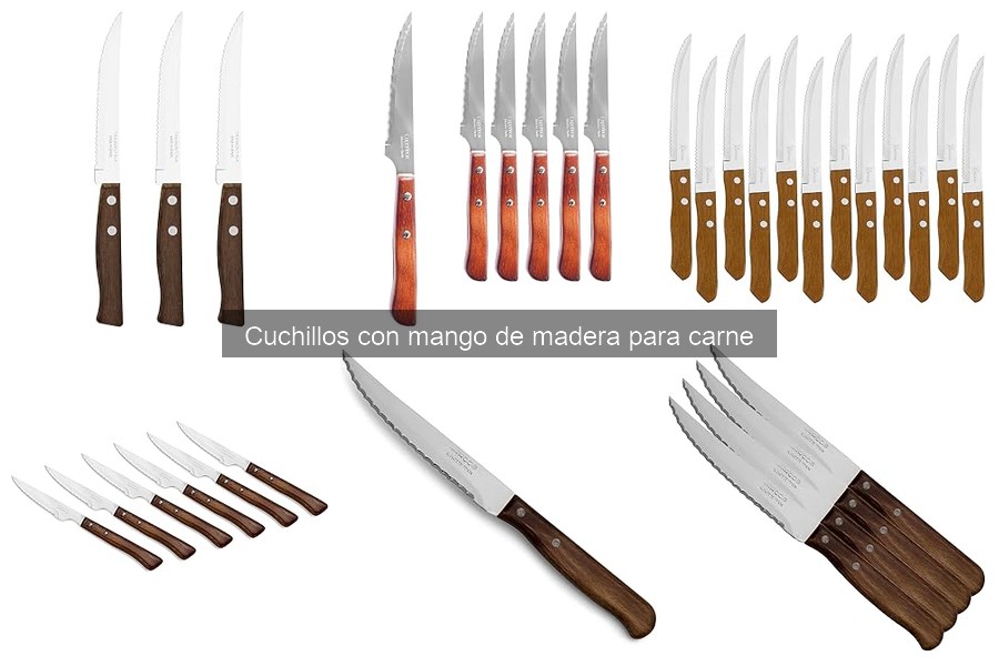Tipos de cuchillos con mango de madera para carne